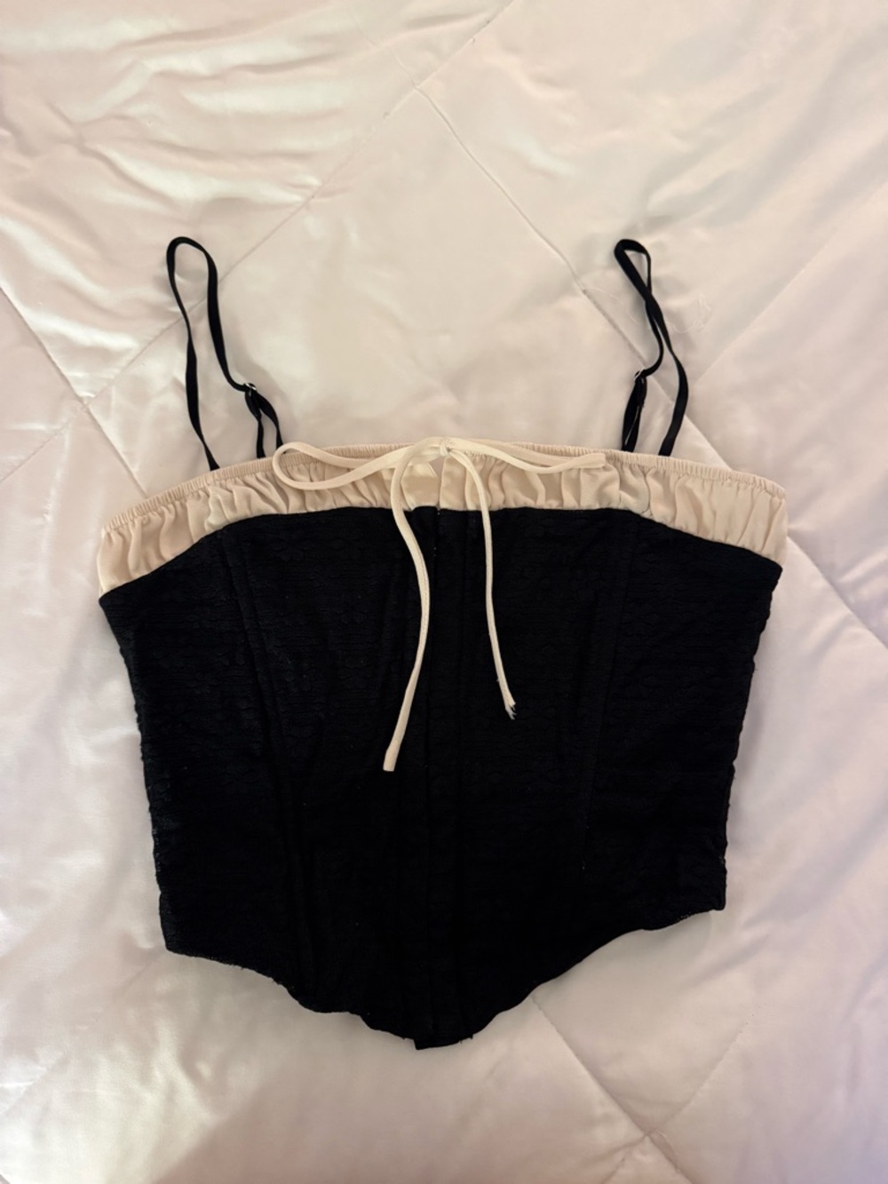 Lush Black and Cream Corset Tank Top